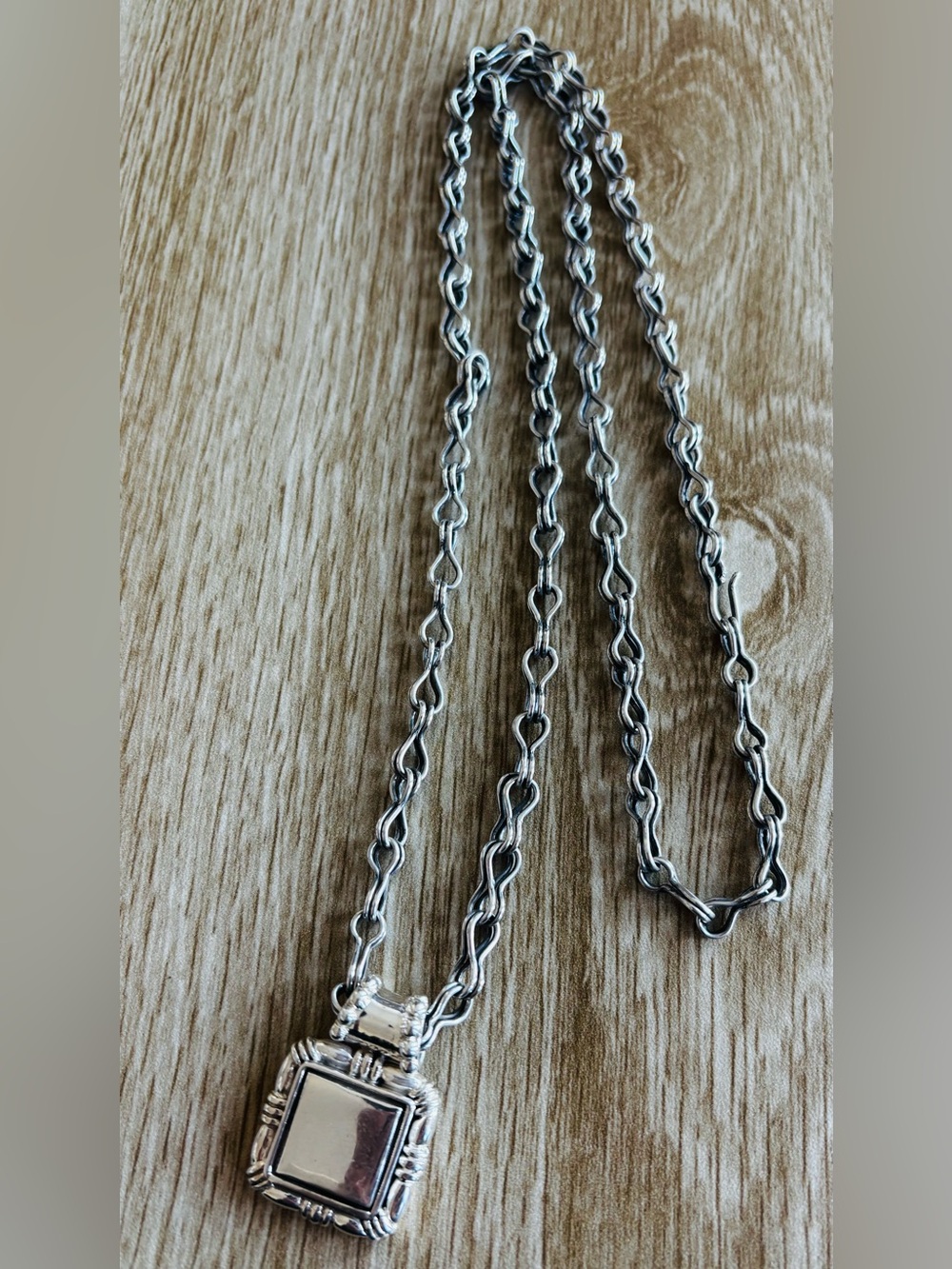 Sterling Silver Rope Chain / Art Deco Sterling Pendant